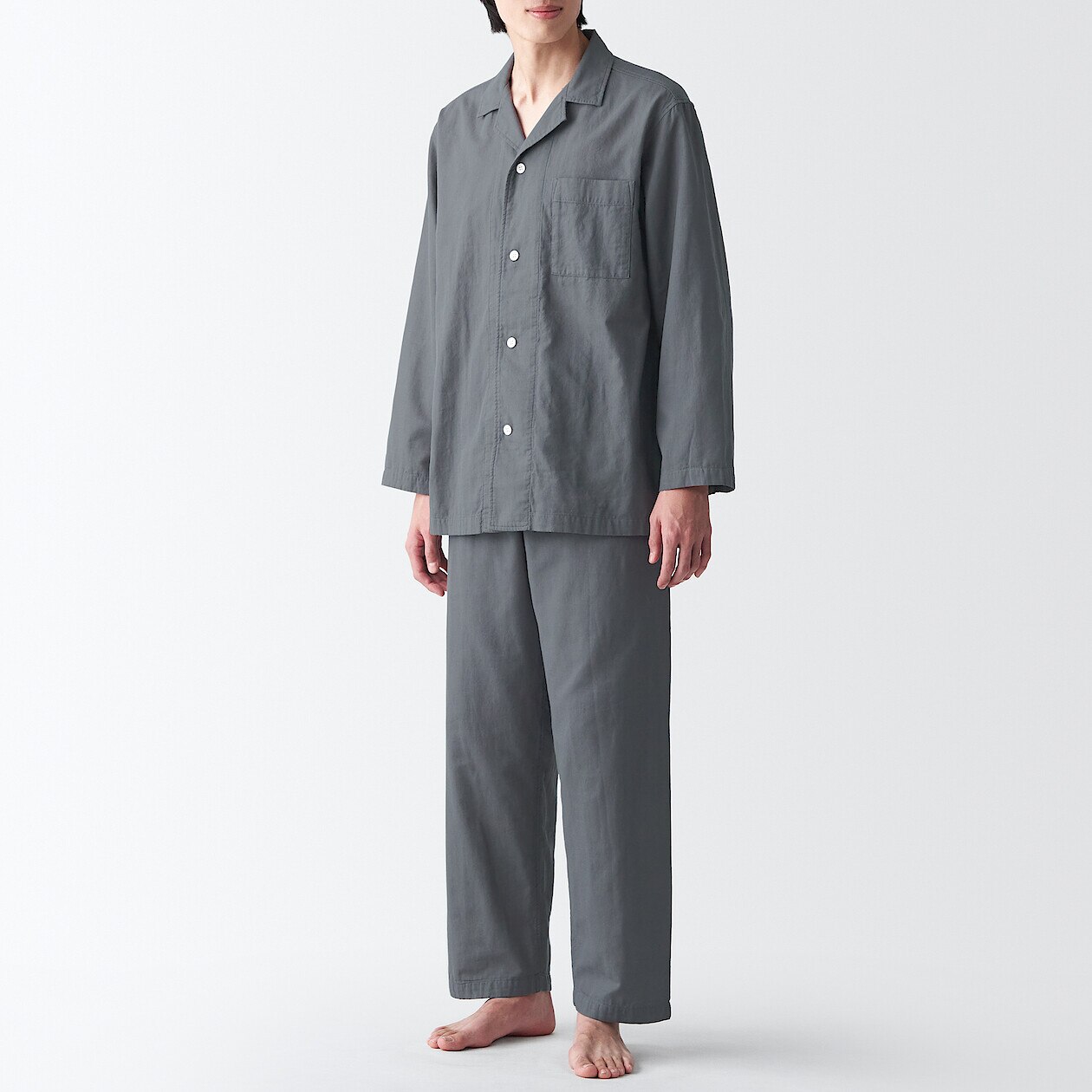 Shop Side Seamless Double Gauze Long Sleeves Pajamas online | Muji UAE