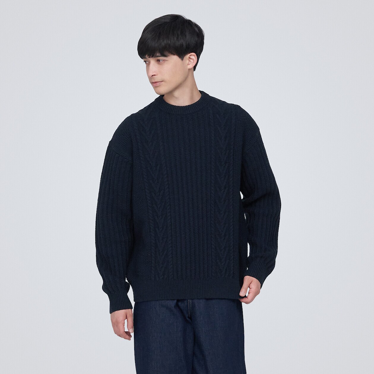 Shop Merino Wool Cable Stitch Sweater online | Muji UAE