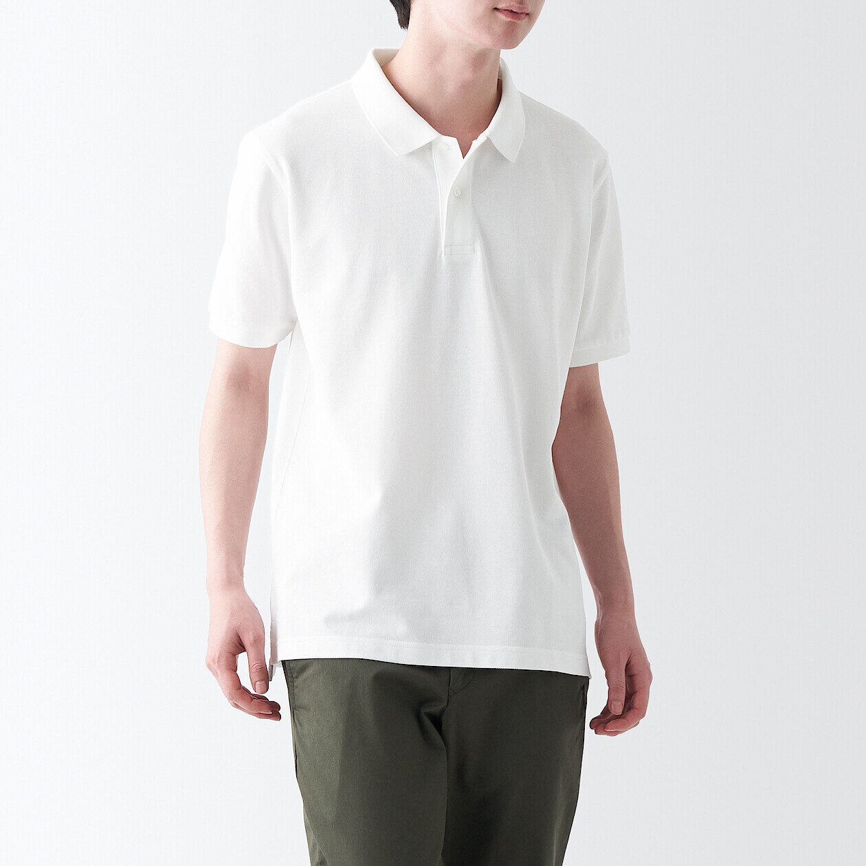 Shop Washed Pique Short Sleeve Polo Shirt online Muji UAE