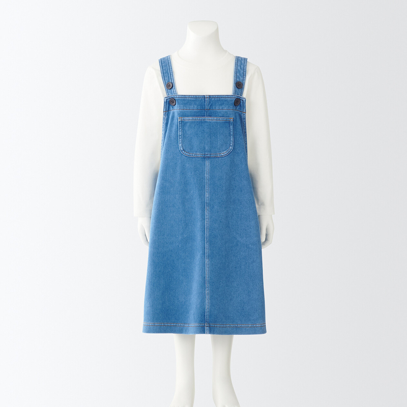 Shop Easy To Move Denim Jumper Skirt for Kids online Muji UAE