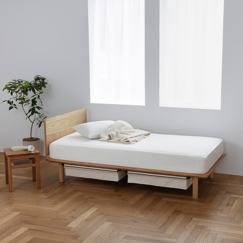 Walnut double store bed frame