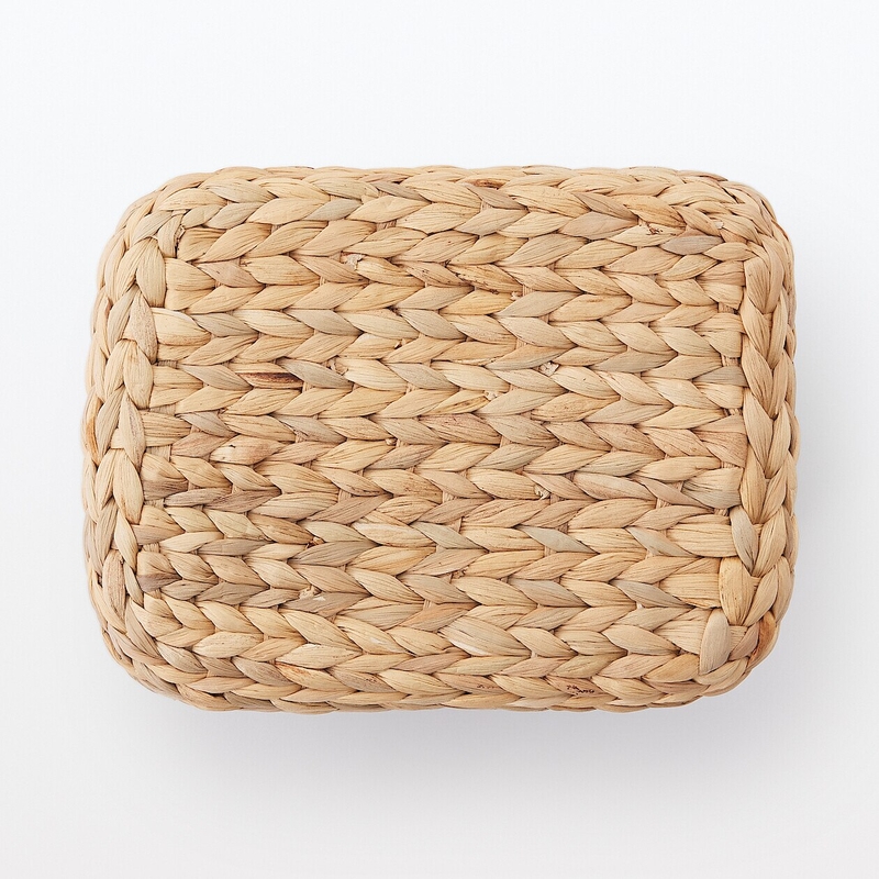 Water Hyacinth Basket Rectangle Basket With Lid Large Half W 20 x D 26 x H 25 cm