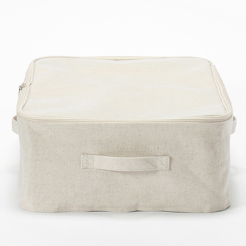 Polyester Linen Soft Box Clothes Case W 59 x D 39 x H 18 cm L Off White
