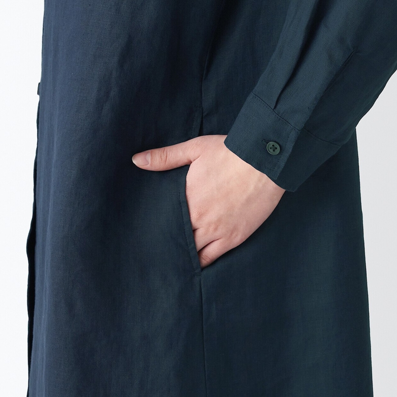 Shop Linen Long Sleeve Dress online Muji UAE