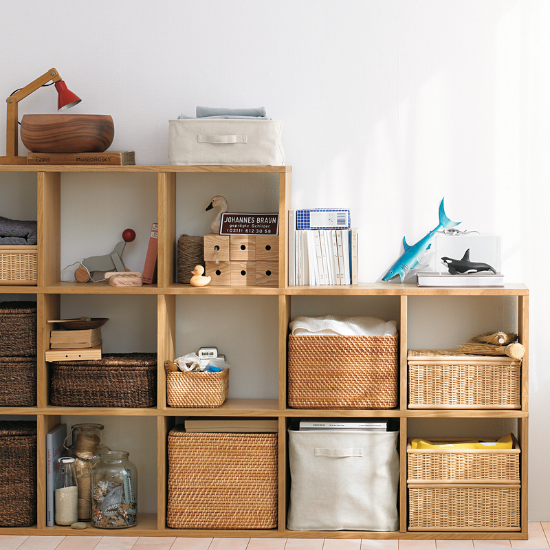 Rattan Rectangular Basket W 36 x D 26 x H 24 cm L Natural